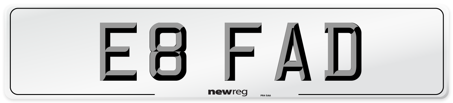 E8 FAD Number Plate from New Reg